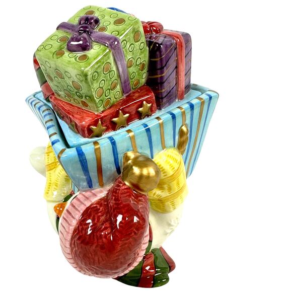 Fitz and Floyd Frosty Folks Snowman Candy Dish Sugar Bowl Trinket Dish-Excellent - Picture 2 of 8